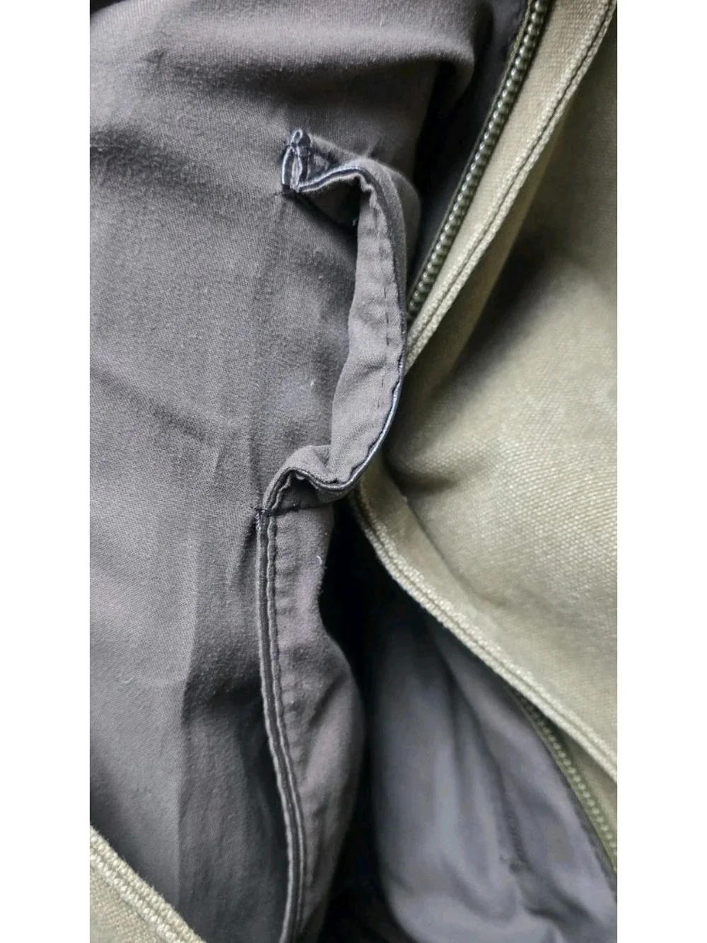Canvas Messenger Bag in Olive Green with Front Zip